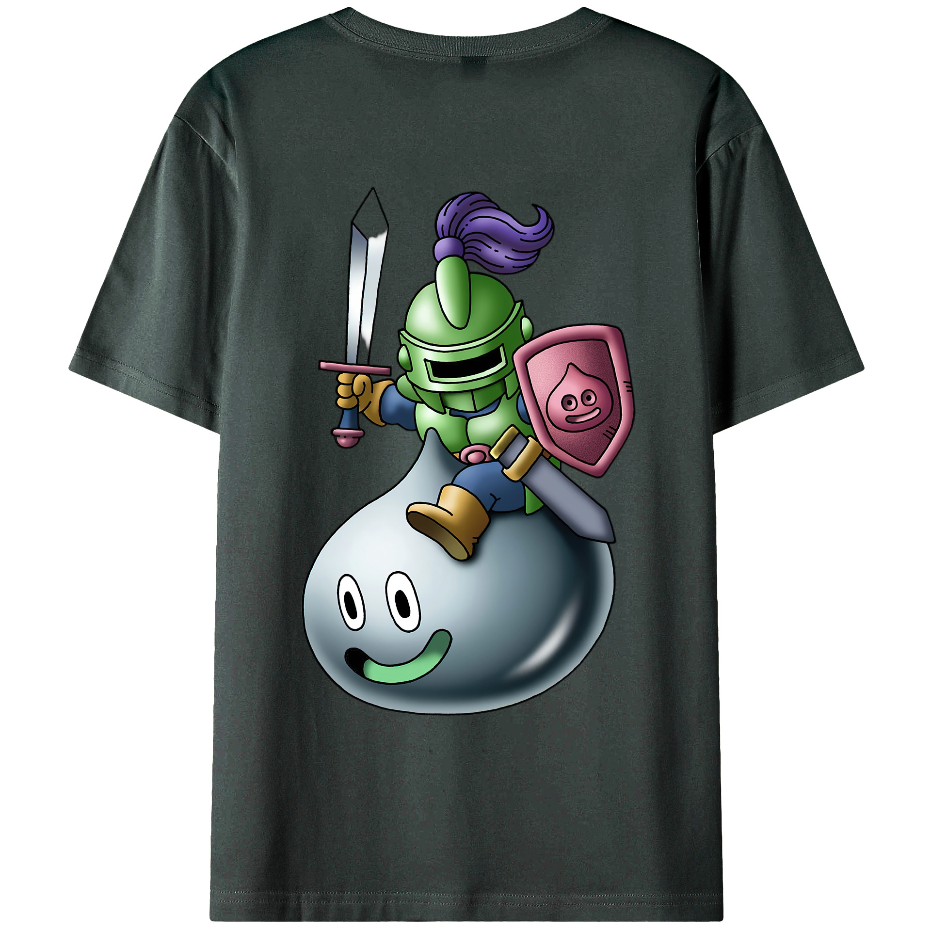 （画像用） ドラゴンクエスト Doragon Kuesuto Dragon Quest 綿100％ メンズ半袖Tシャツ（バックプリント） 通気性
